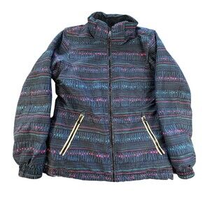 Killtec Ski Jacket Kids 14 Blue Pattern Waterproof Windproof Fleece Lined Snow